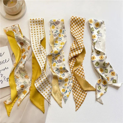 5pcs/set Series Silk Satin Scarf Women Cloth Hair Bands Headdress Accessories Lady Scarves Ribbon Neck Ties for Bag Handle Beauty World Shop