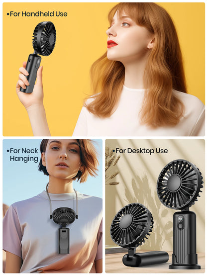 TOPK Portable Mini Fan,2400mAh USB Rechargeable Hand Neck Fan 3in1 Personal Electric Fan Standing Fans for Room Camping Foldable Beauty World Shop