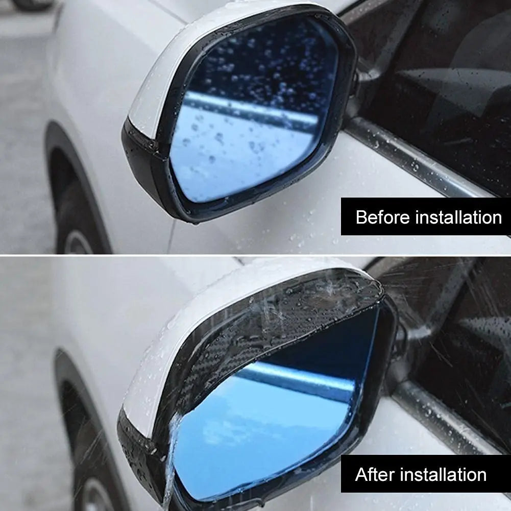 2PCS Carbon Fiber Rearview Mirror Rain Guards - Anti-Glare Sun Visor Cover for Clear Vision, Universal Car Mirror Accessories Beauty World Shop