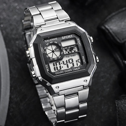 MAYZHISU Classic Men's Digital Watches Luxury Stainless Steel Strap Sport Watches Men Military Clock LED Sport Wristwatch Beauty World Shop