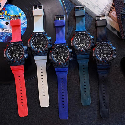 Fashion Men's Watch Sports Electronic Wristwatch Large dial Multifunctional Waterproof Luminous Alarm Kids Male's Military Watch Beauty World Shop