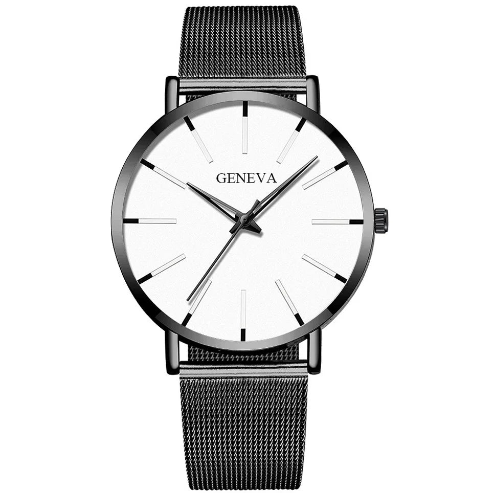 Minimalist Mens Fashion Ultra Thin Watches Simple Men Business Stainless Steel Mesh Belt Quartz Wrist Watch Relogio Masculino Beauty World Shop