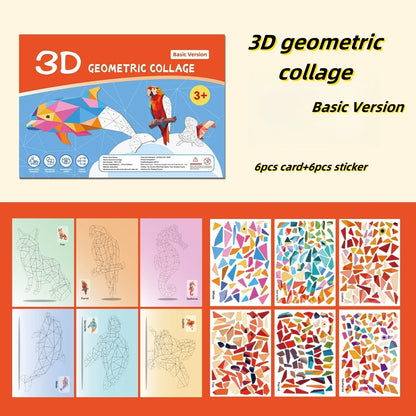 3D Geometric Heteroideus Animal Puzzle Stickers Puzzle Stress Relieving Block Drawing DIY Stickers Basic /Advanced Version/2PCS Beauty World Shop