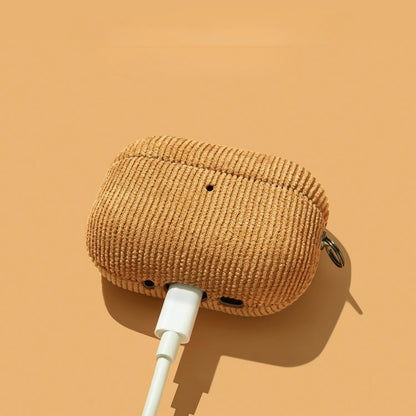 Luxury Corduroy Pattern New Earphone Case For Airpods Pro 2 With Keychain Soft Leather Protective Cover For Airpods 1 2 3 ﻿Pro3
