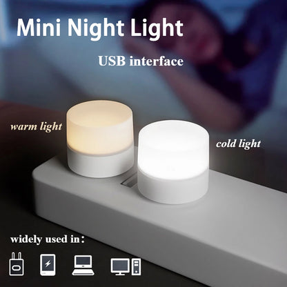 Small USB Night Light Computer Mobile Power Charging Mini Book Lamps LED Light Warm White Eye Protection Reading Light 1/10Pcs Beauty World Shop