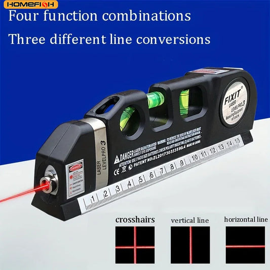 HOMEFISH Easy to Use Laser Level Line Tool Multipurpose Laser Level Kit Standard Cross Line Lase 8 Feet Measure Tape Ruler Beauty World Shop