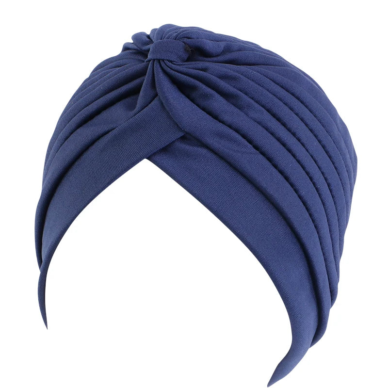 New Knotted Ruffle Turban Ladies Soft Headscarf Casual Streetwear Female Muslim Hijab Indian Hats Cancer Chemo Cap Turbante Beauty World Shop