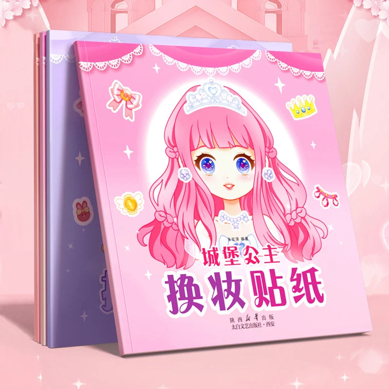 1set Toy Puzzle Stickers Reusable for Girls Cartoon Princess Make a Face Stickers Handicrafts Creative Kids Stickers Beauty World Shop