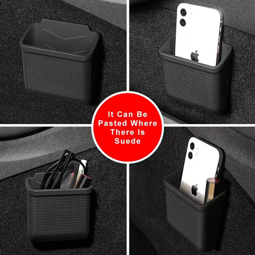 Silicone Car Storage Box For Tesla Model 3 Y S X 2017-2022 2023 Hidden Organizer Tray Bag Box Phone Coin Holder Auto Accessories Beauty World Shop