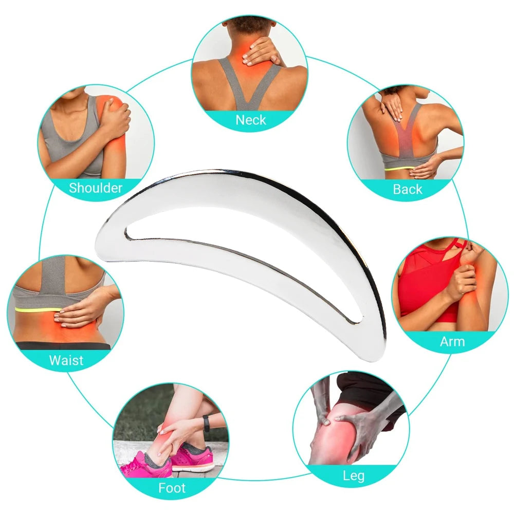 Stainless Steel Gua Sha Tool Muscle Scraper For Relieve Foot, Calf, Neck Pain, Relieves Plantar Fasciitis & Achilles Tendinitis Beauty World Shop
