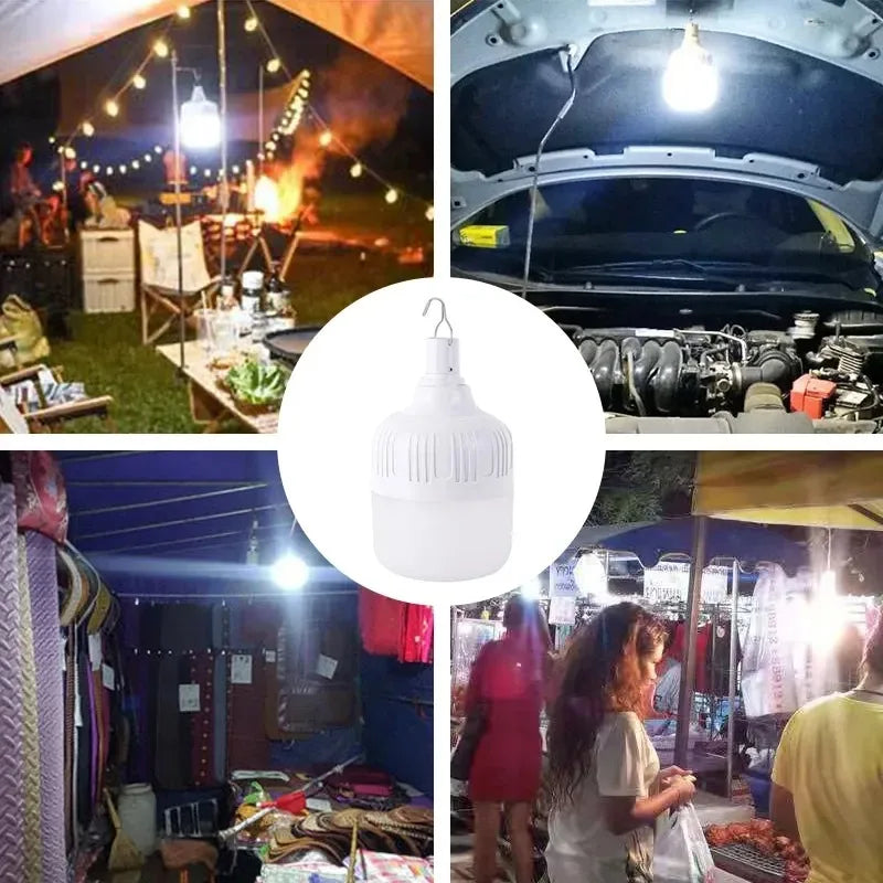 1-8pcs Portable Outdoor Camping Lights USB Rechargeable lamp LED Emergency Bulb Hook High Power Tents Lantern Night Lights Bulb Beauty World Shop