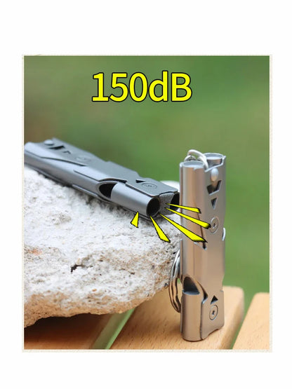150DB Double Tube High-frequency High Decibel Survival Whistle Outdoor Rescue Steel Metal Survie Accessories Hiking Tool Travel Beauty World Shop