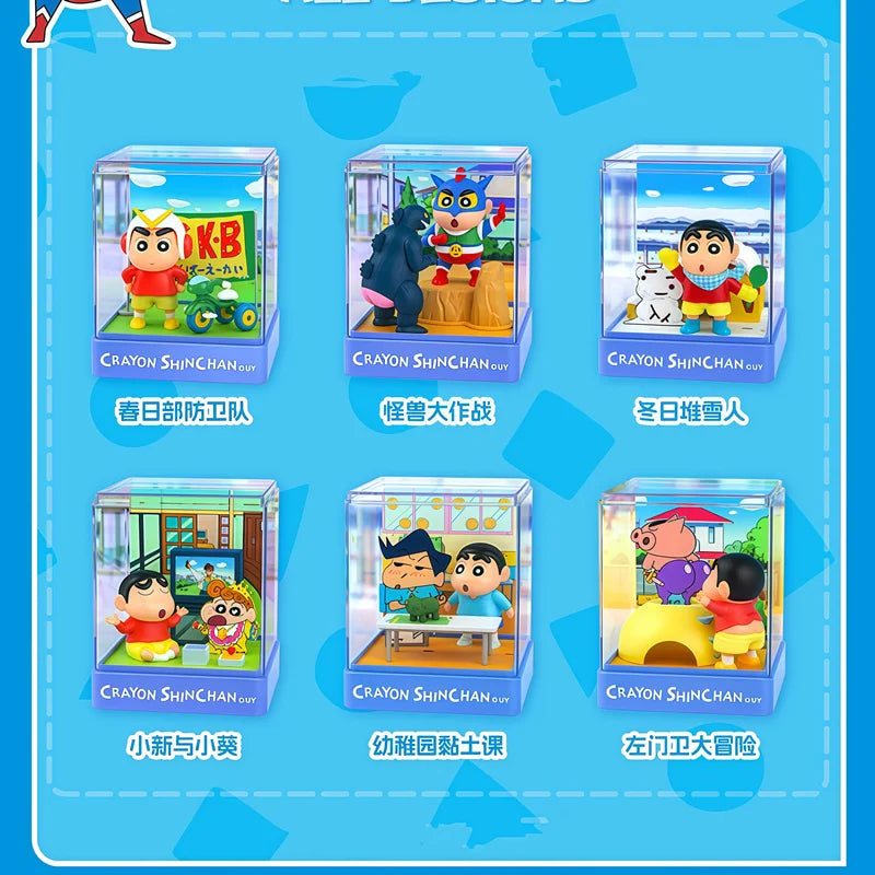 Crayon Shin-Chan Action Kamen‌ Kazama Tōru Bochan Anime Figure Model Doll Colorful Daily Iife Micro Scene Blind Box Toys Gifts Beauty World Shop