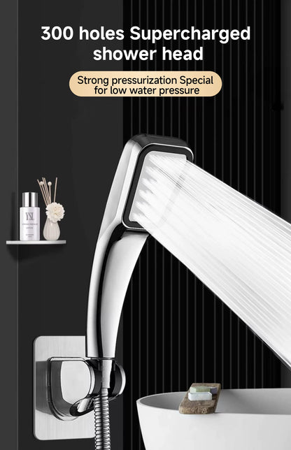 300 Holes Pressurized Showerhead Hand Hold Square Shower Head Water Saving Rainfall Spray Nozzle Bathroom Accessories Beauty World Shop