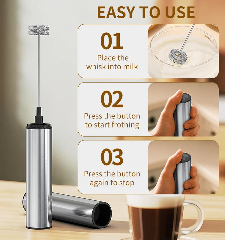 Kitchen Powerful Stirrer Milk Frother Handheld Foam Maker for Lattes Whisk Drink Mixer Coffee Electric Rechargable Egg Beater Beauty World Shop