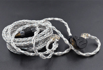 KZ Earphones Cable 8 Core Silver Blue Hybrid 784 Cores Silver Plated Upgrade Cable 2Pin 3.5mm Plug Heaset Wire KZ ZSXPRO ZS10PRO