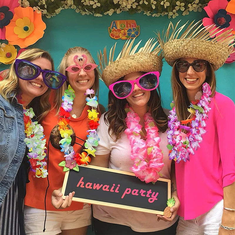10/20/50pcs Hawaiian Flower Wreath Necklace Summer Tropical Birthday Party Decoration Luau Wedding Artificial Flower Garland Lei Beauty World Shop