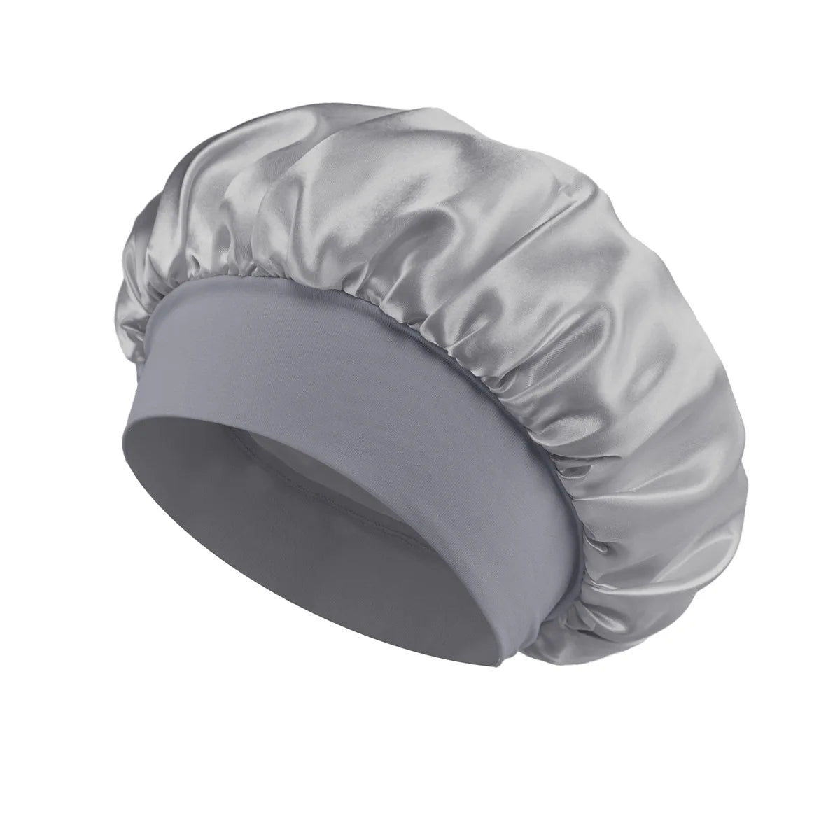 1PC Women's Satin Solid Bonnets Wide-brimmed Night Sleeping Bathing Hat Unisex Head Wrap Elastic Band Cap Hair Care Bonnet. Beauty World Shop