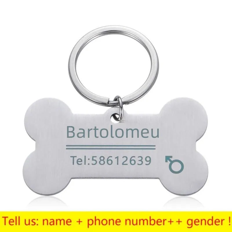 Personalized Engraved Cat Dog Pet ID Tag Dogs Anti-lost Collar Charm Engraving Pet Name Collar for Puppy Cats Collar Accessories