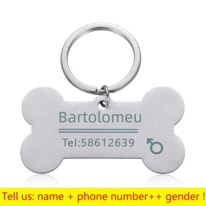 Personalized Engraved Cat Dog Pet ID Tag Dogs Anti-lost Collar Charm Engraving Pet Name Collar for Puppy Cats Collar Accessories