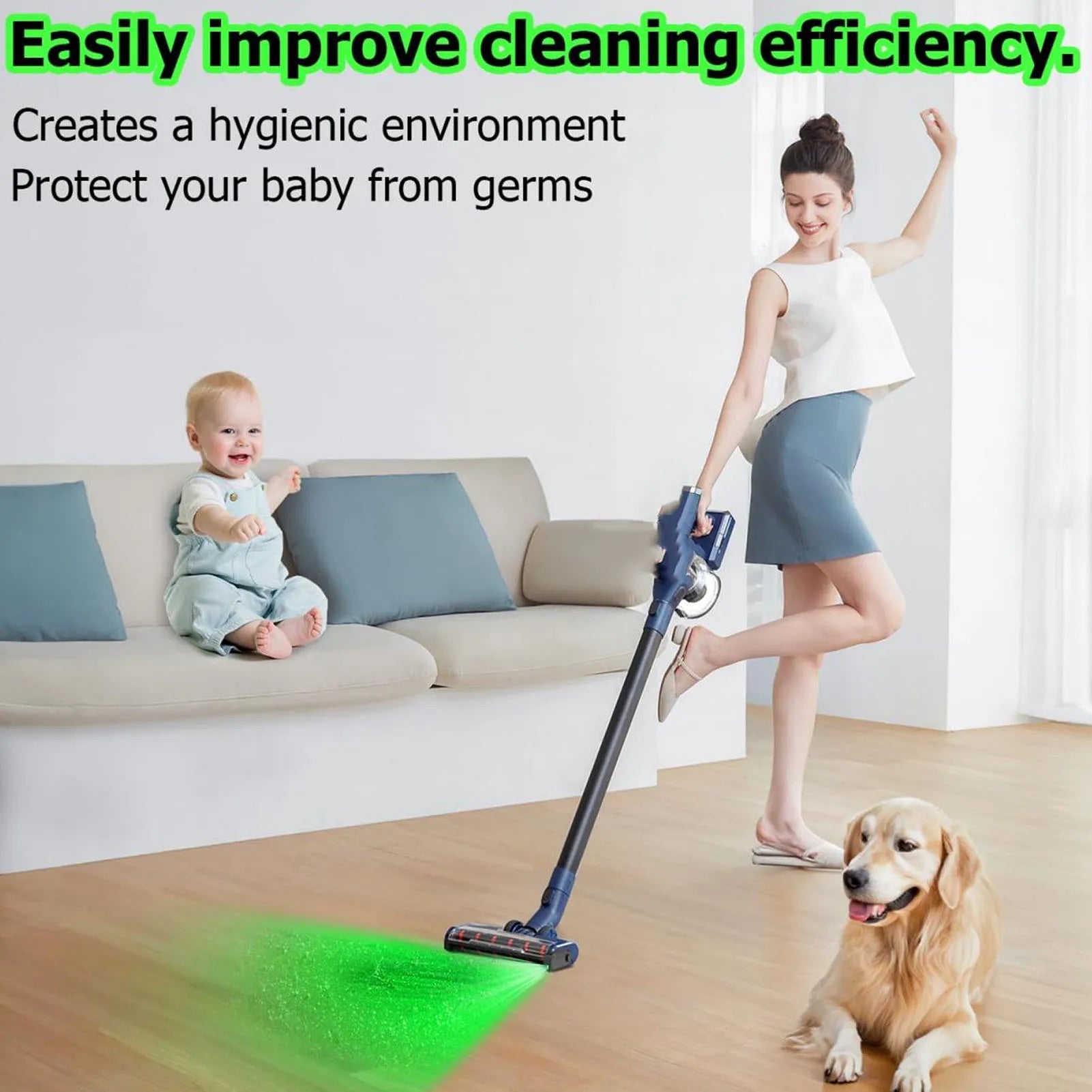 Vacuum Cleaner LED Dust Display Lamp Waterproof Green Laser Light Vacuum Parts Beauty World Shop