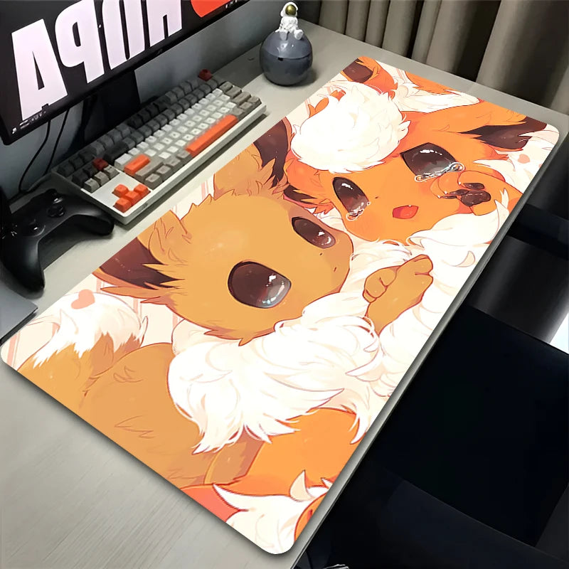 Kawaii Japan Anime Mouse Pad PC Colorful E-eevee Gamer Cabinet Mousepad HD P-pokemonS Keyboard Rug Laptop Gaming Rubber Desk Mat Beauty World Shop