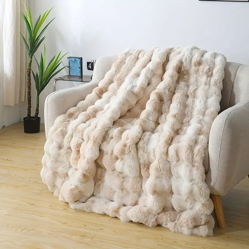 [Cozy|Faux Rabbit] Soft, Warm, 1pc Cozy Faux Rabbit Fleece Blanket | Throw for Bedroom, Guest Room, Living Room, Student Dormito Beauty World Shop