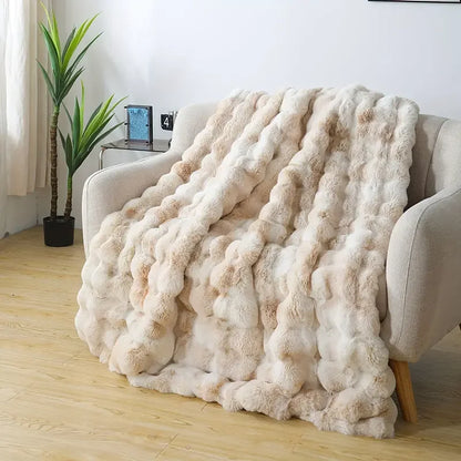 [Cozy|Faux Rabbit] Soft, Warm, 1pc Cozy Faux Rabbit Fleece Blanket | Throw for Bedroom, Guest Room, Living Room, Student Dormito Beauty World Shop