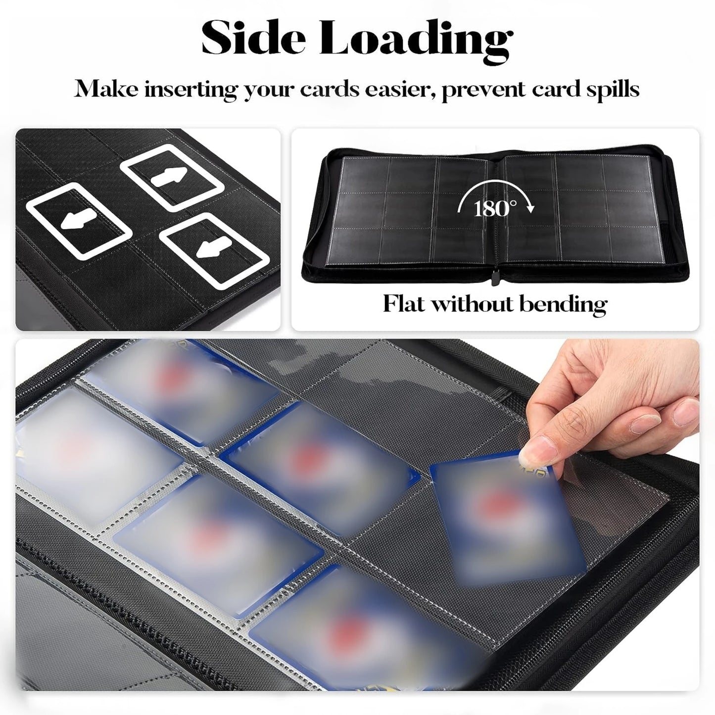 9 Pocket Zipper Card Binder, 360 Trading Card Holder Book, Premium PU Cover Zip Binder for Cards, Durable Side Loading Card Beauty World Shop