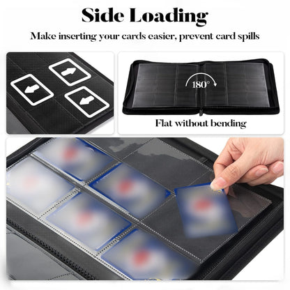 9 Pocket Zipper Card Binder, 360 Trading Card Holder Book, Premium PU Cover Zip Binder for Cards, Durable Side Loading Card Beauty World Shop