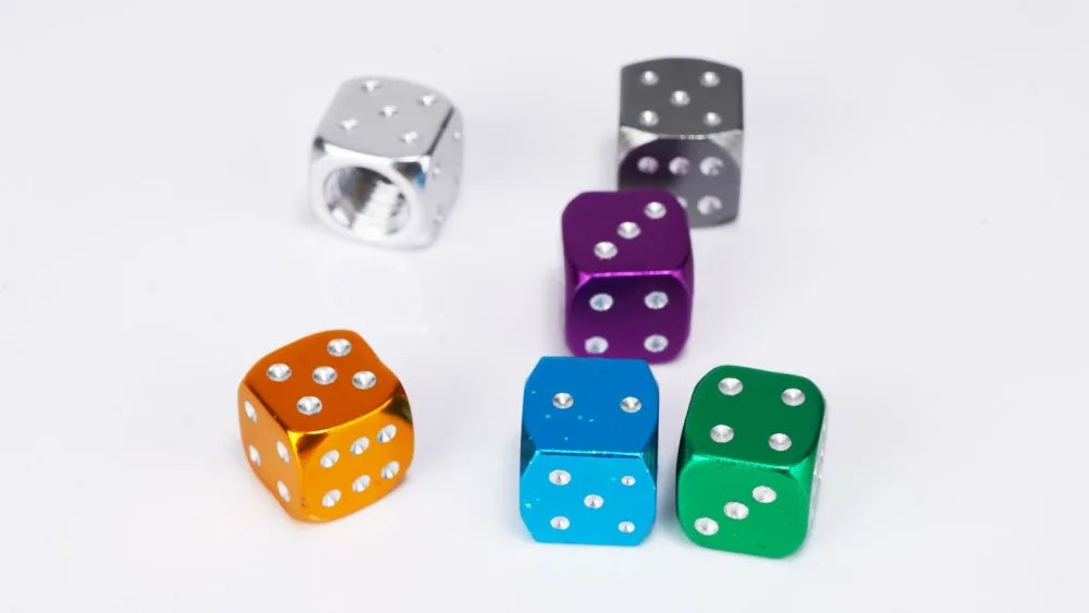 Aluminum Dice Tire Valve Caps Dustproof Car Truck Motocycle Bike Dice Wheel Stem Tyre Tire Wheel Stem Air Valve Dust Cap Cover Beauty World Shop