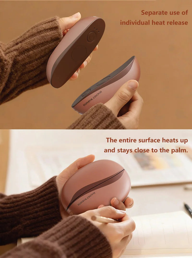 Hand Warmer Rechargeable Magnetic Design Electric Handwarmers 6000mah Split-type Skin-friendly Material Electric Heater Beauty World Shop