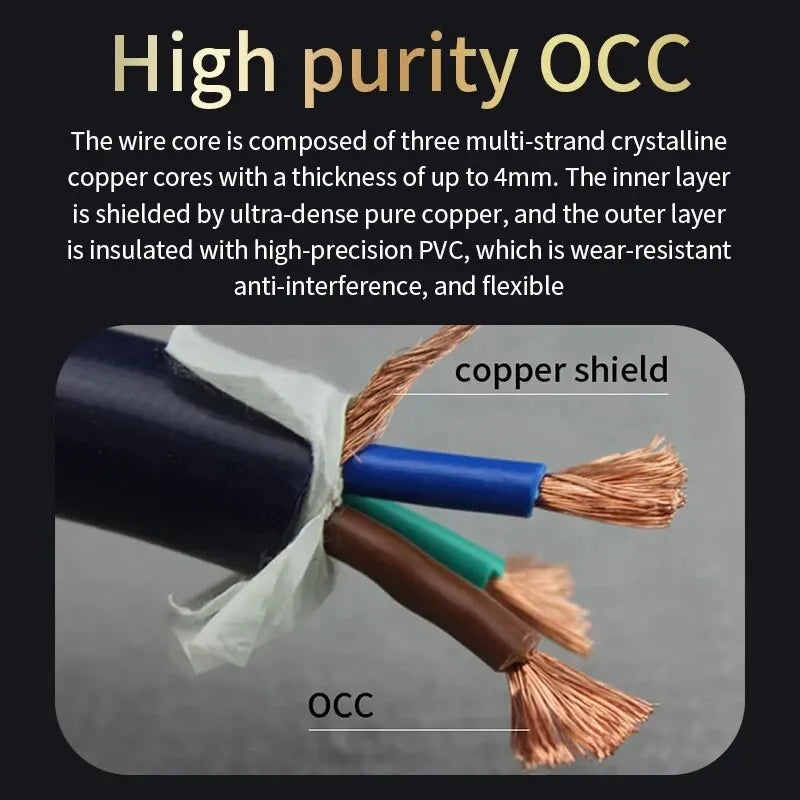 YYAUDIO Power Cable HiFi OCC Audio Cable EU/US Vseries Connecter Amplificateur, Filtre 1m 1.5m Beauty World Shop