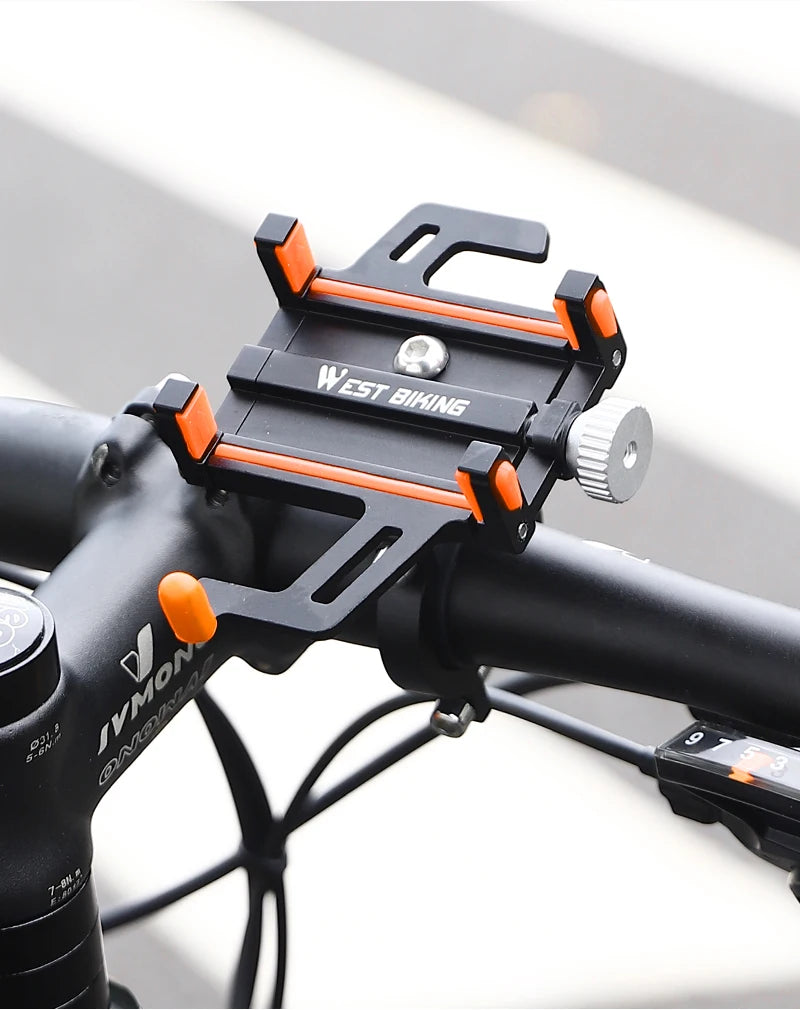 WEST BIKING Bicycle Mobile Phone Holder 360° Rotatable  Aluminum Alloy Phone Holder Five Claws Adjustable MTB Road Bike Bracket Beauty World Shop