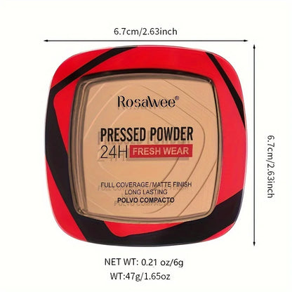 Matte Full Coverage Pressed Powder Foundation With Puff Applicator, 24H Fresh Wear Matte Weightless Finishing Powder Makeup Beauty World Shop