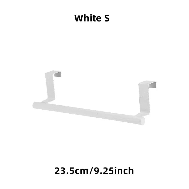 1Pcs Towel Rack Over Door Towel Bar Hanging Holder Stainless Steel Bathroom Kitchen Cabinet White Black Towel Rag Shelf Hanger Beauty World Shop