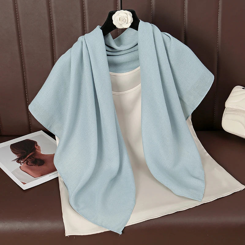 90*90cm Thin Soft Square Scarves for Women Simplicity Solid Color Cotton Linen Headscarf Muslim Female's Hijabs Bag Accessories Beauty World Shop