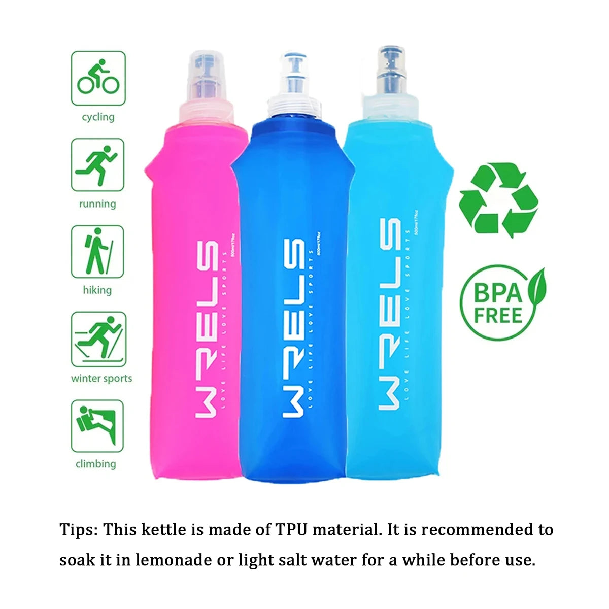 1pc150ml/250ml/500ml Outdoor Collapsible Silicone Bite Size Water Bottle Running Camping Hiking Travel Convenient Water Bottle Beauty World Shop