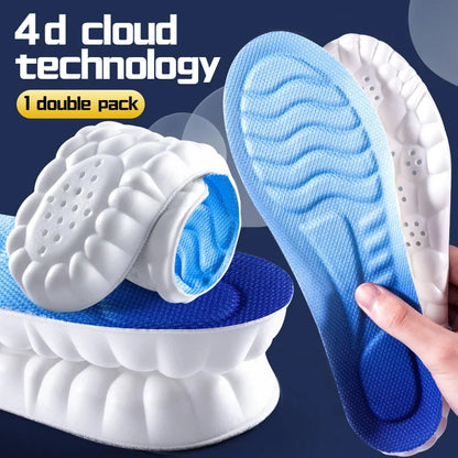 4D Cloud Technology Sports Insoles for Shoes PU Sole Soft Breathable Shock Absorption Cushion Running Orthopedic Care Insoles Beauty World Shop