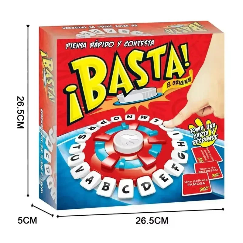 Basta Game Juego de Palabras, Spanish Vocabulary Letter Pressing Board Game, Fast Paced Family Party Game for Kids Adults Travel Beauty World Shop
