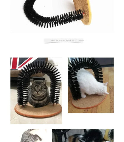 Cat Toy Arch Self Groome Pamper Feline with A Massage Grooming Rubbing Brush with Scratching Pad Toy for Cats Interactive Toys Beauty World Shop