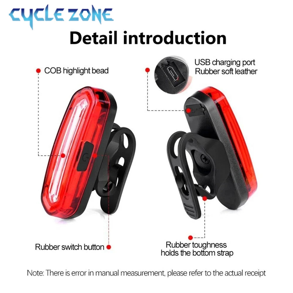 Bicycle Tail Light Night Cycling Outdoor USB Rechargeable MTB Road Bike Rear Lamp COB LED Cycling Bicycle Safety Warning Lights Beauty World Shop