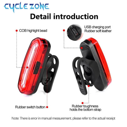 Bicycle Tail Light Night Cycling Outdoor USB Rechargeable MTB Road Bike Rear Lamp COB LED Cycling Bicycle Safety Warning Lights Beauty World Shop