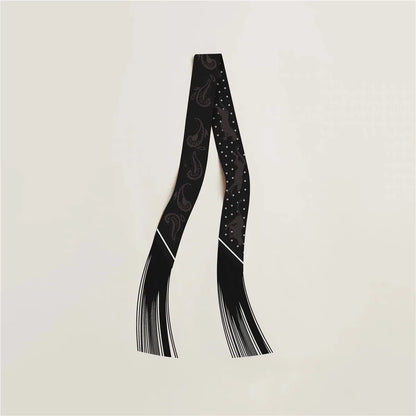 130x5cm Tassel Cashew Print Scarf Women's All-season Twill Silk Decorative Ribbon Multi-purpose Bag Hair Tie Belt Scarf Beauty World Shop
