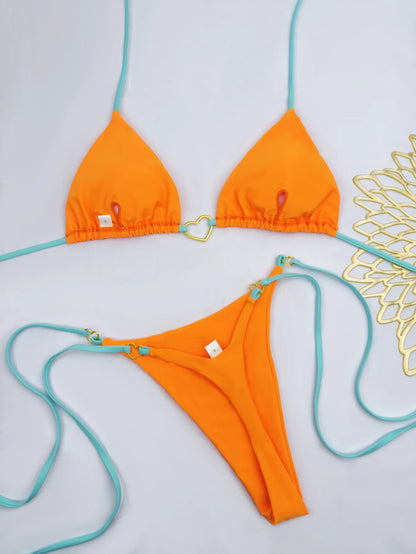 New Solid Color White Bikini Women suit Low Waist Lace-up Fashionable Swimsuit Two-piece Set Beauty World Shop