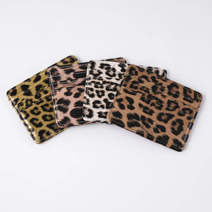 Classics Leopard Print PU Leather Card Wallet Fashoin Bus Id Business Coin Money Thin Card Holder for Men & Women Beauty World Shop