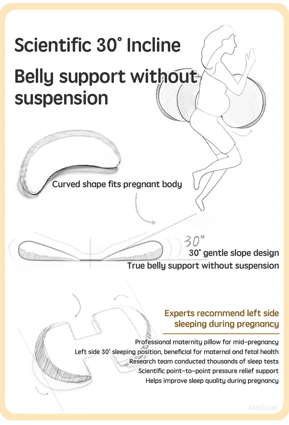 PANGDUBE Pregnancy Pillow with 1pc Free An Auxiliary Pillow Cotton Waist Support Pillow for Pregnant Women Sleeping Body Pillow Beauty World Shop