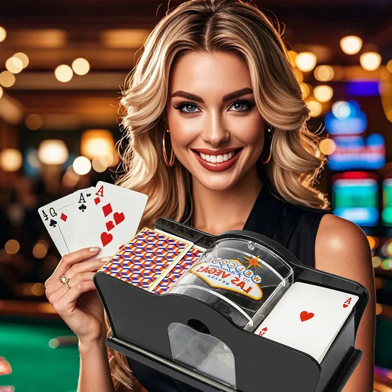 Manual Card Shuffler 2 Deck with Hand Crank, Card Shuffler for Blackjack, UNO, Poker, Playing Card Dealer Machine Manual Card Beauty World Shop