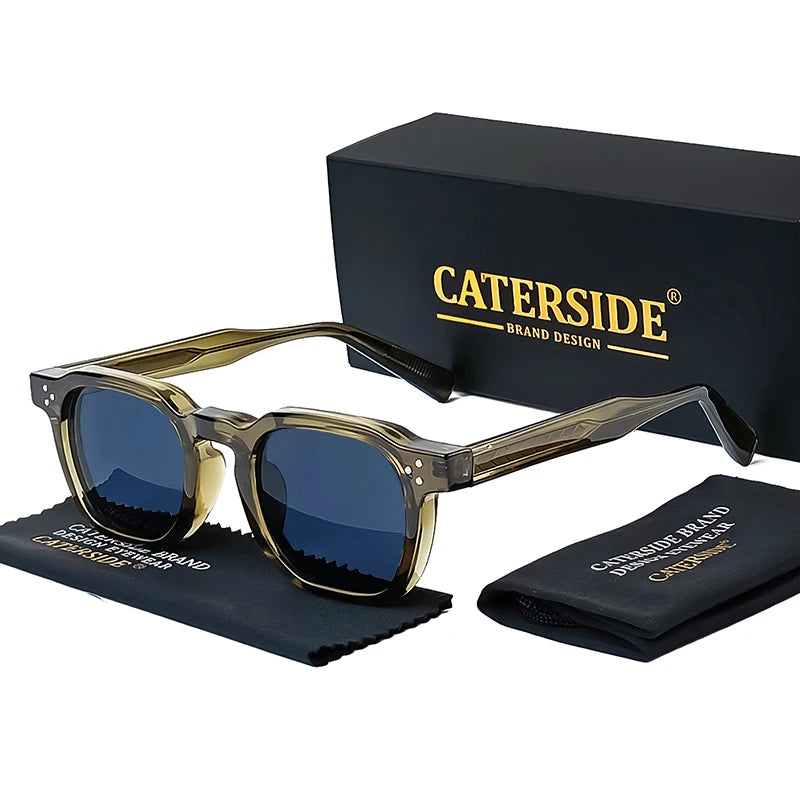 CATERSIDE Fashion Men Sunglasses Small Frame Square Personalized Design Sun Glasses Women Travel Party Business Festival Gift Beauty World Shop