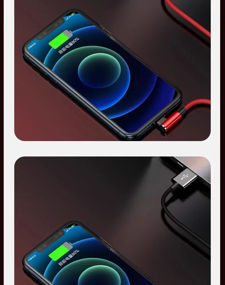 90 Degree USB Cable For iPhone 14 13 12 11 Pro Max X XR 6s 7 8 Plus 2m 3m Lead Mobile Phone Fast Charging Cord Data Charger Wire Beauty World Shop